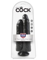 King Cock 9" Two Cocks One Hole - Black - Image 3
