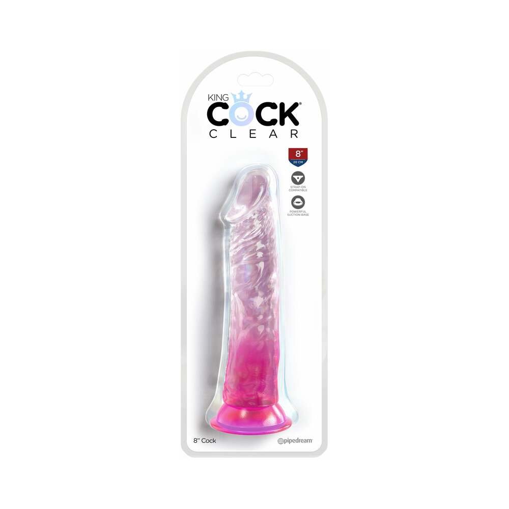 king-cock-clear-8in-pink King Cock Clear 8in Pink - Image 1