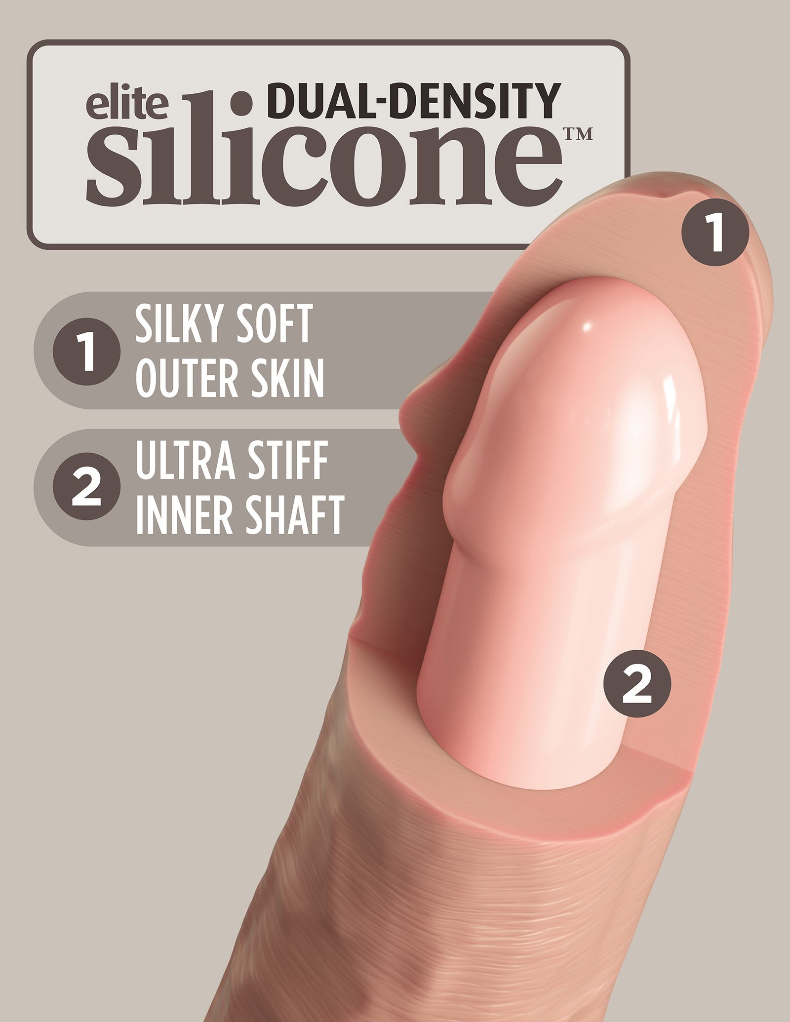 king-cock-elite-11-inch-silicone-dual-density-cock-light King Cock Elite 11 Inch Silicone Dual Density Cock - Light - Image 1