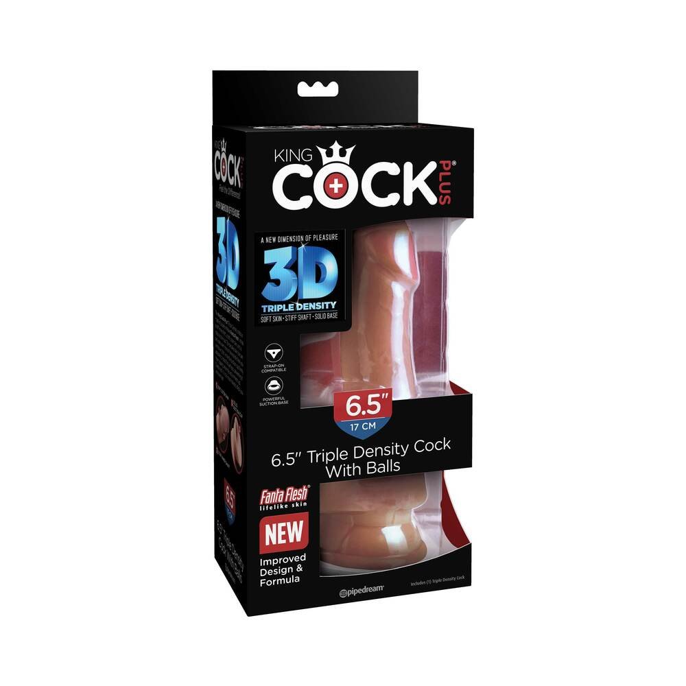 king-cock-plus-65-in-triple-density-cock-with-balls-realistic-suction-cup-dildo-tan King Cock Plus 6.5 in. Triple Density Cock With Balls Realistic Suction Cup Dildo Tan - Image 1