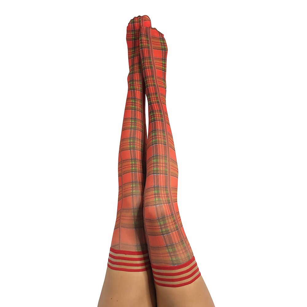kixies-grace-plaid-thigh-high-red-size-b Kixies Grace Plaid Thigh-High Red Size B - Image 1