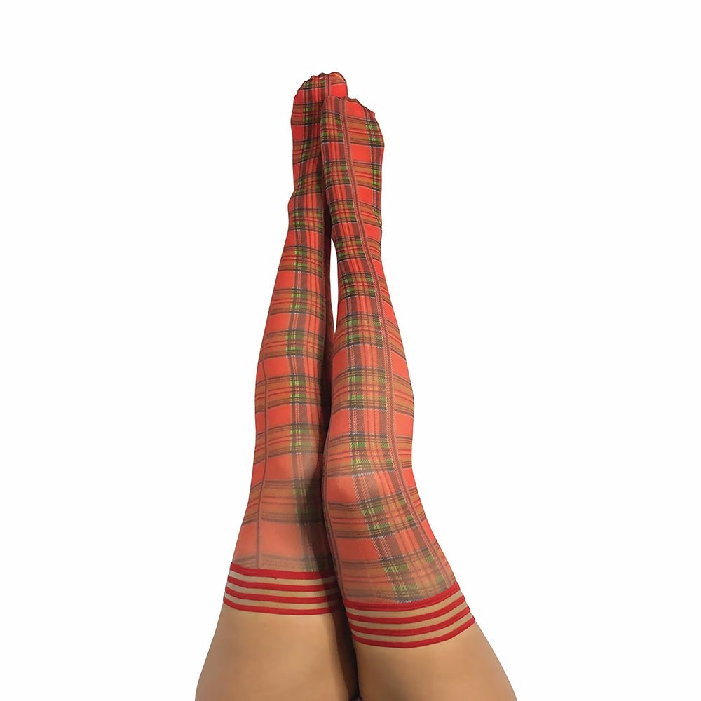 kixies-grace-plaid-thigh-high-red-size-c Kixies Grace Plaid Thigh-High Red Size C - Image 1