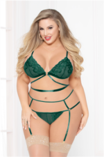 Lace Bra Set - Green - Queen Size