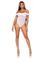 Lace Ruffle Snap Crotch Teddy - One Size - White - Image 2