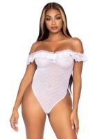 Lace Ruffle Snap Crotch Teddy - One Size - White - Image 7