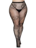 Lace Skulls Fishnet Tights - 1x/2x - Black - Image 3