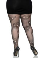 Lace Skulls Fishnet Tights - 1x/2x - Black - Image 4