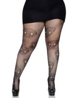 Lace Skulls Fishnet Tights - 1x/2x - Black - Image 5