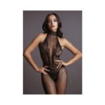 Le Desir Fishnet & Lace High-Neck Bodystocking Black O/S - Image 2