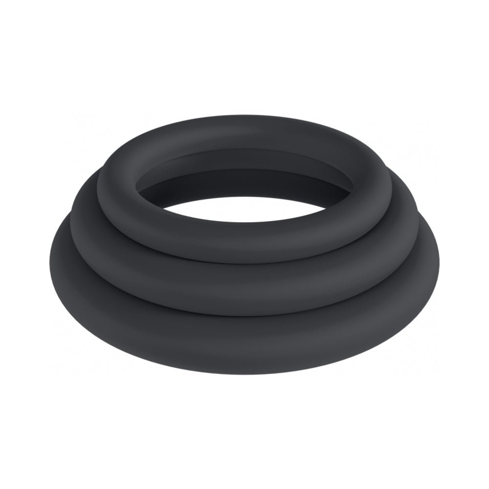 levelz-classic-silicone-cock-ring-set-of-3-lxlxxl-black LEVELZ Classic Silicone Cock Ring Set of 3 (L/XL/XXL) Black - Image 1