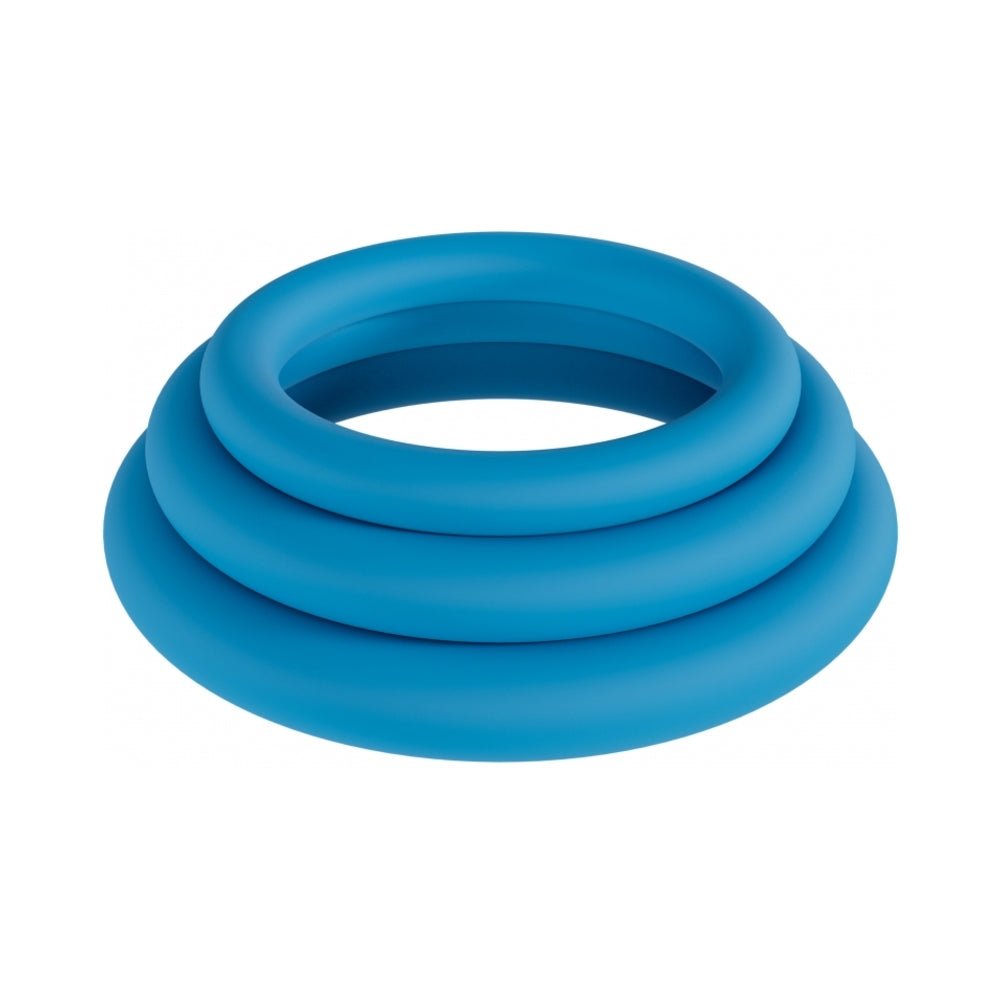 levelz-classic-silicone-cock-ring-set-of-3-xssm-teal LEVELZ Classic Silicone Cock Ring Set of 3 (XS/S/M) Teal - Image 1
