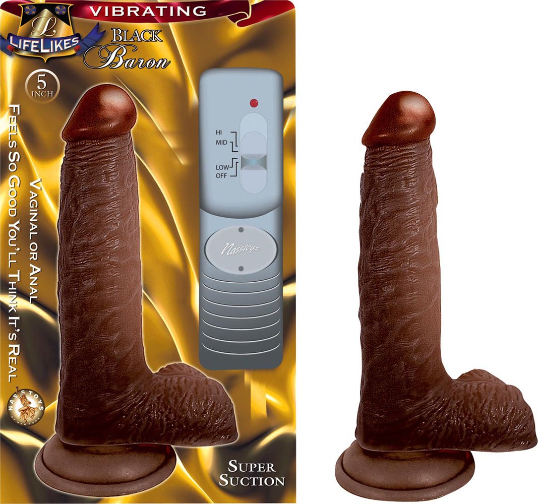 lifelike-vibrating-black-baron-5 Lifelike Vibrating Black Baron 5'' - Image 1