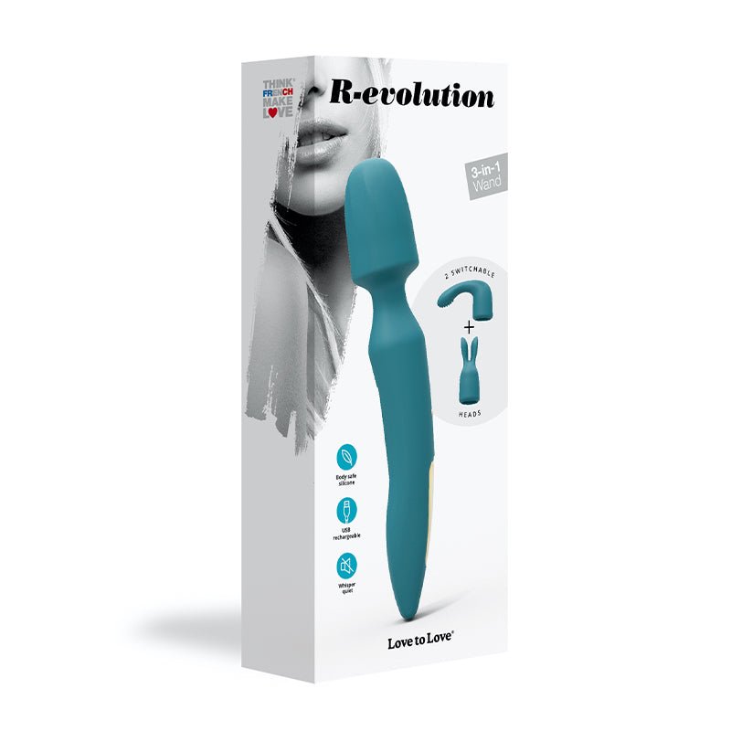 love-to-love-r-evolution-rechargeable-3-in-1-wand-vibrator-blue Love to Love R-evolution Rechargeable 3-in-1 Wand Vibrator Blue - Image 1