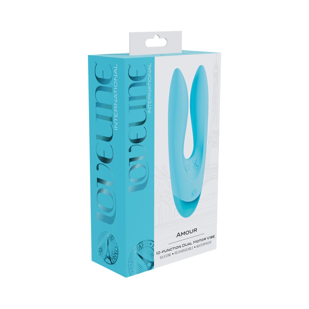 loveline-amour-rechargeable-silicone-dual-motor-vibrator-blue Loveline Amour Rechargeable Silicone Dual Motor Vibrator Blue - Image 1