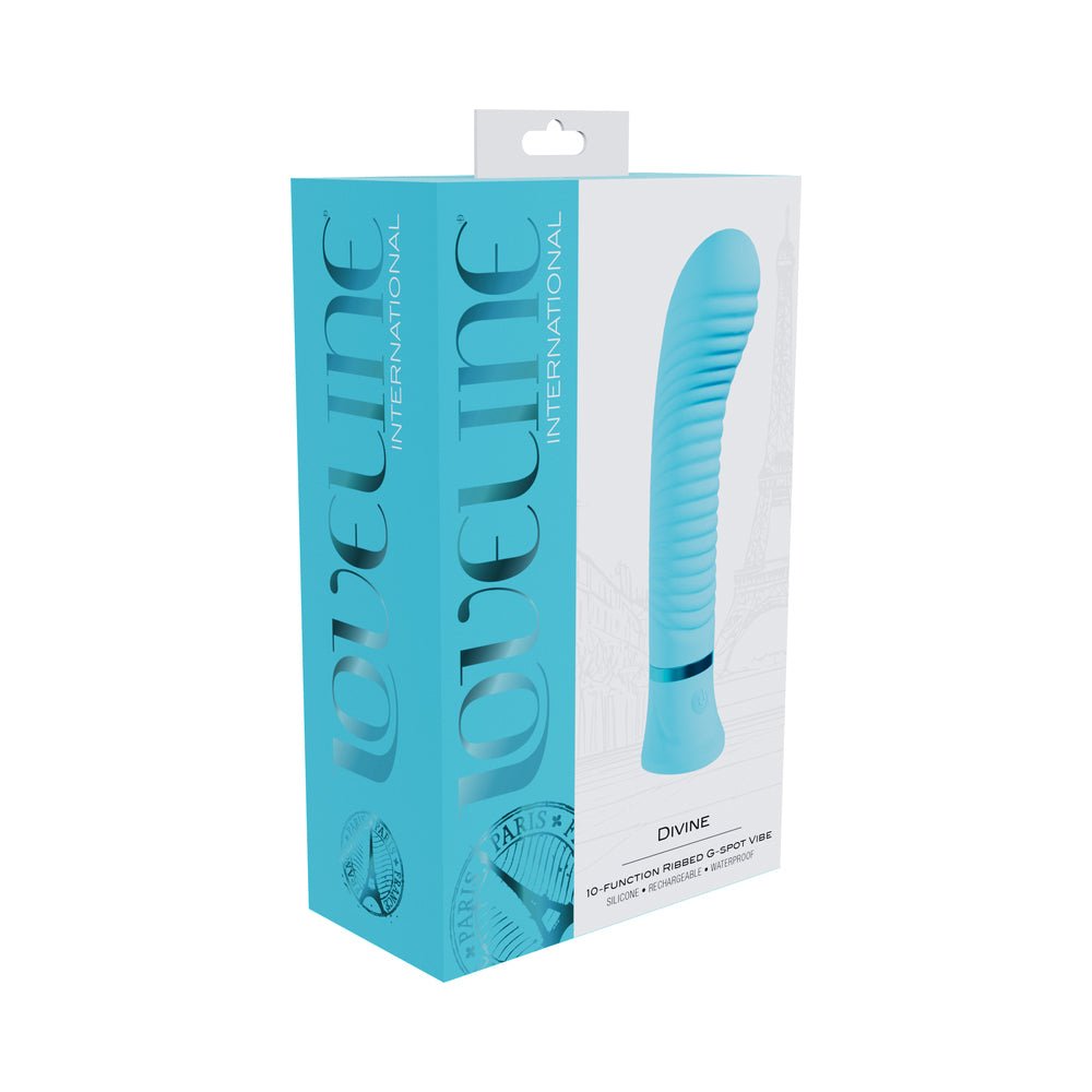 loveline-divine-rechargeable-silicone-ribbed-g-spot-vibrator-blue Loveline Divine Rechargeable Silicone Ribbed G-Spot Vibrator Blue - Image 1