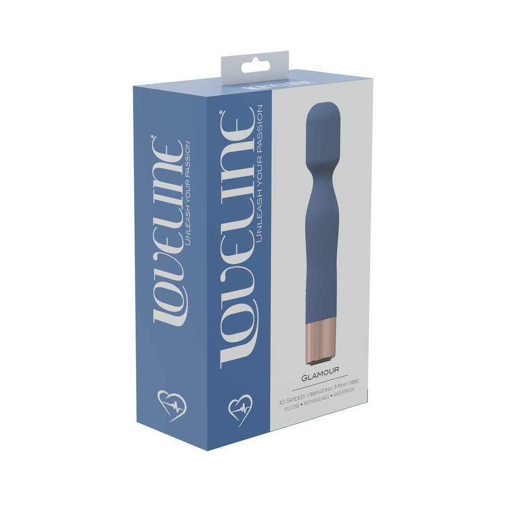 loveline-glamour-10-speed-mini-wand-silicone-rechargeable-waterproof-bluegrey LoveLine Glamour 10 Speed Mini-Wand Silicone Rechargeable Waterproof Blue/Grey - Image 1