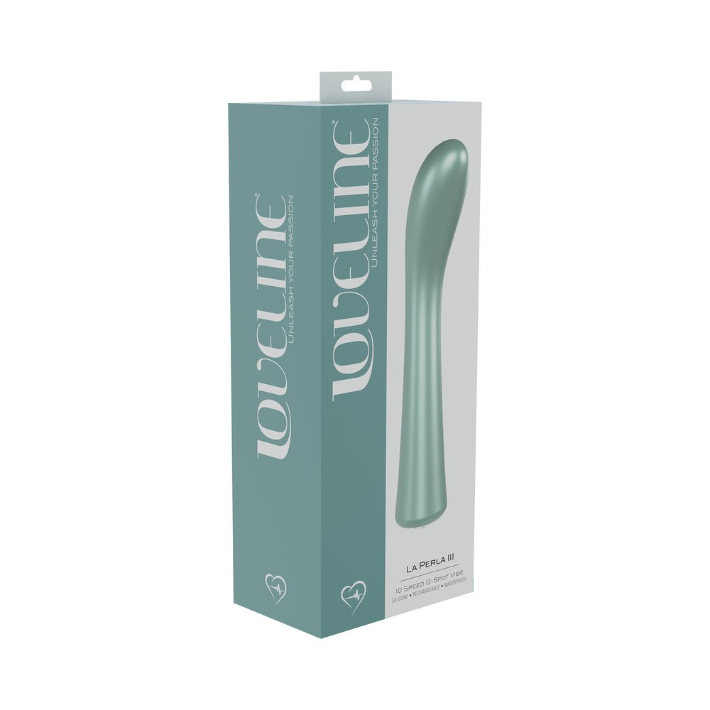 loveline-la-perla-iii-rechargeable-silicone-g-spot-vibrator-green LoveLine La Perla III Rechargeable Silicone G-Spot Vibrator Green - Image 1