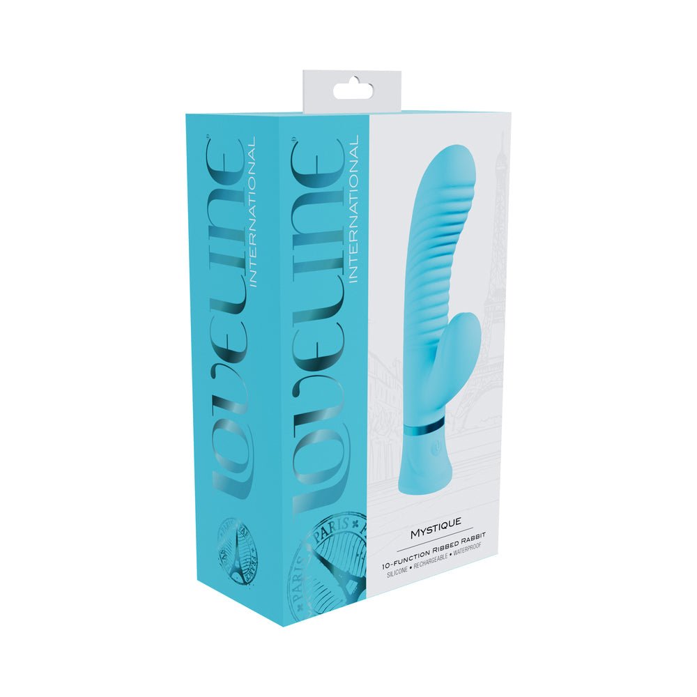 loveline-mystique-rechargeable-silicone-ribbed-rabbit-vibrator-blue Loveline Mystique Rechargeable Silicone Ribbed Rabbit Vibrator Blue - Image 1