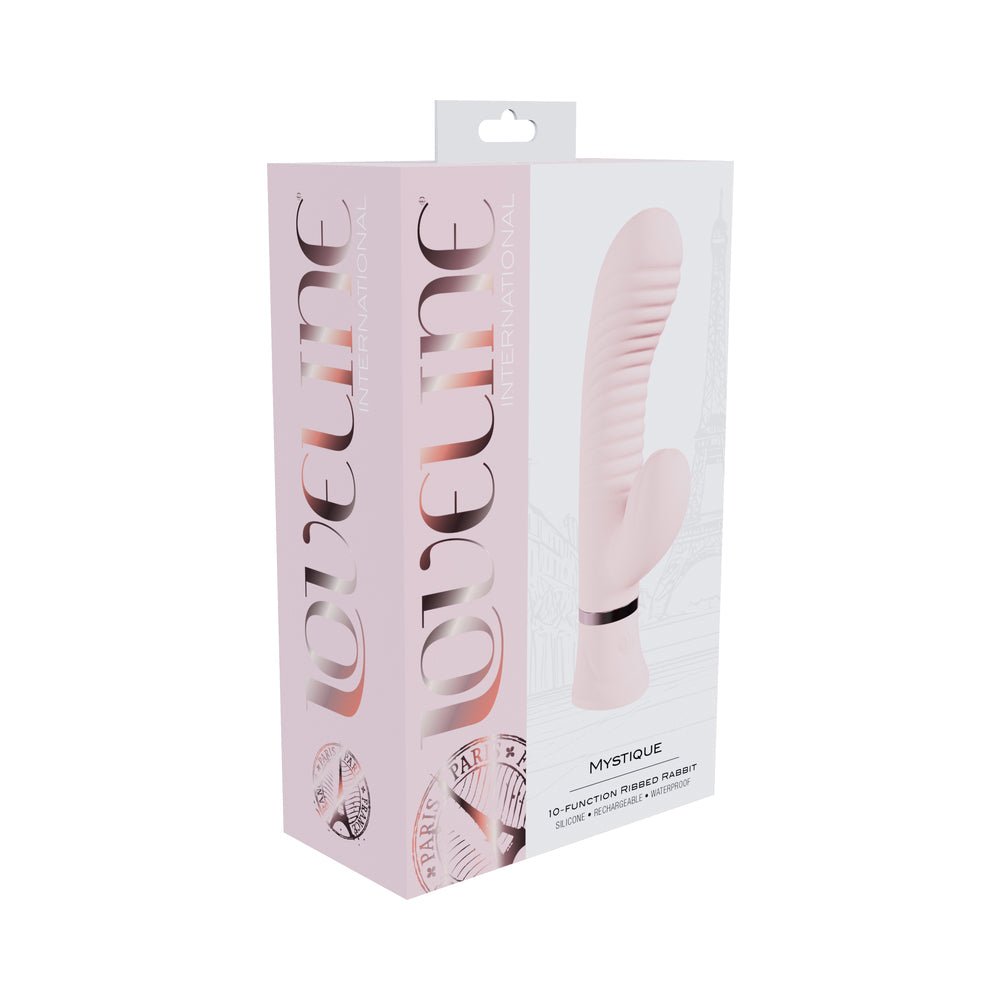 loveline-mystique-rechargeable-silicone-ribbed-rabbit-vibrator-pink Loveline Mystique Rechargeable Silicone Ribbed Rabbit Vibrator Pink - Image 1