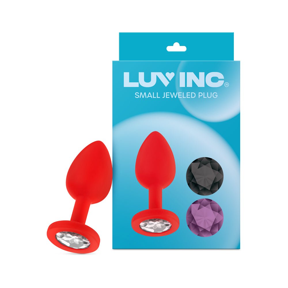 luv-inc-jp31-jeweled-small-plug-silicone-with-3-piece-interchangeable-gems-red Luv Inc Jp31 Jeweled Small Plug Silicone with 3-Piece Interchangeable Gems Red - Image 1