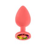 Luv Inc JP33 Jeweled Large Anal Plug – Body-Safe Silicone with 3 Interchangeable Gems – Hot Pink - Image 3
