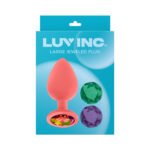 Luv Inc JP33 Jeweled Large Anal Plug – Body-Safe Silicone with 3 Interchangeable Gems – Hot Pink - Image 5