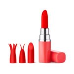 Luv Inc LV57 Lipstick Vibrator Rechargeable Silicone Coral with 4 Interchangeable Heads - Image 2