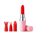 Luv Inc LV57 Lipstick Vibrator Rechargeable Silicone with 4 Interchangeable Caps Light Pink - Image 2