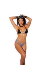 Lycra Bikini Top and Matching G-String - One Size - Black/white - Image 2
