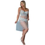Magic Silk Blue Sky Long Chemise & Boy Short Panty Blue Queen Size - Image 3