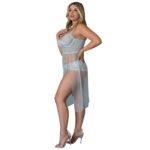 Magic Silk Blue Sky Long Chemise & Boy Short Panty Blue Queen Size - Image 4