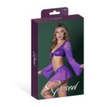 Magic Silk Glimmer LS Crop Top, Mini Skirt & Tie Side Thong – Purple, S/M - Image 7