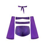 Magic Silk Glimmer Wrap Bralette, Booty Shorts & Sleeve Set Purple Disco Queen Size - Image 5