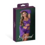 Magic Silk Glimmer Wrap Bralette, Booty Shorts & Sleeve Set Purple Disco S/M - Image 7