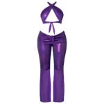 Magic Silk Glimmer Wrap Halter & Flair Pant Set Purple Disco S/M - Image 7