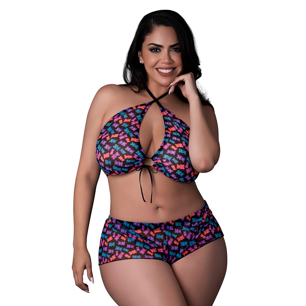 magic-silk-hazy-dayz-halter-top-hot-short-set-gummy-bears-queen-size Magic Silk Hazy Dayz Halter Top & Hot Short Set Gummy Bears Queen Size - Image 1