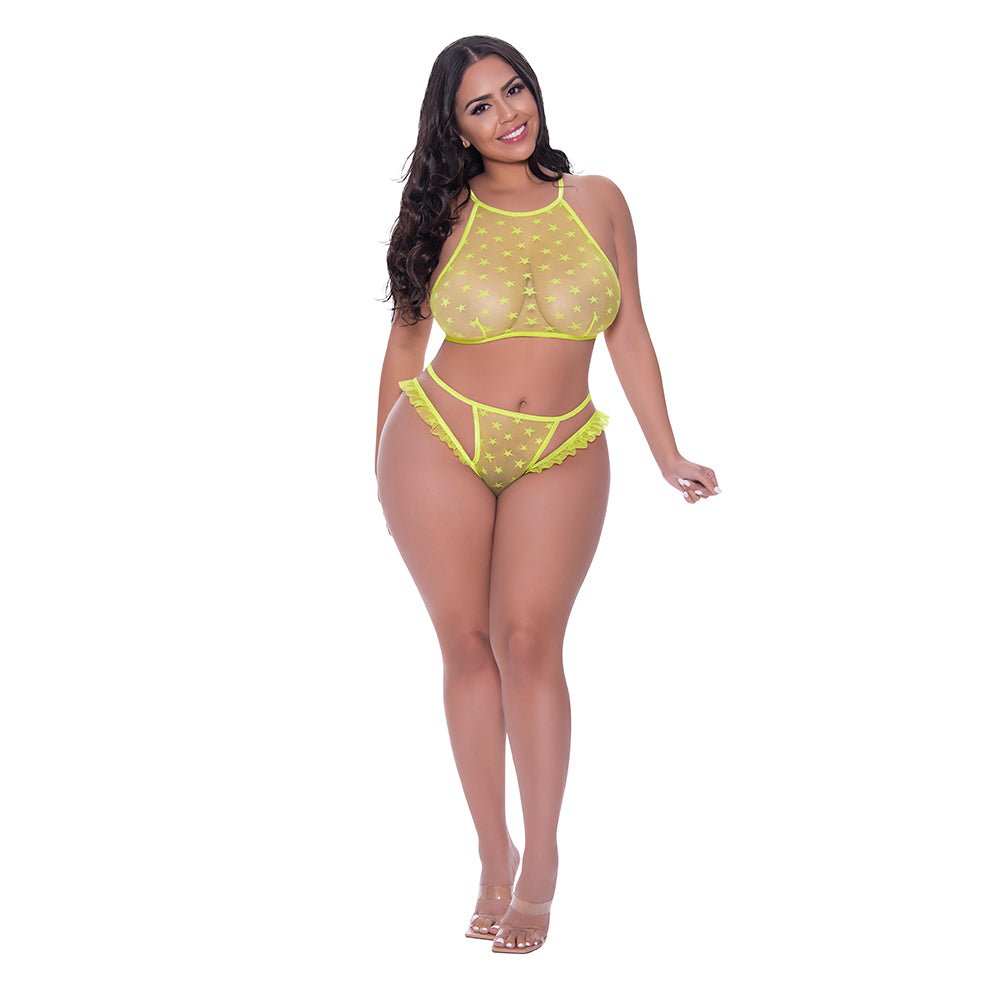 magic-silk-love-star-halter-crop-bra-cheeky-panty-set-neon-chartreuse-queen-size Magic Silk Love Star Halter Crop Bra & Cheeky Panty Set Neon Chartreuse Queen Size - Image 1