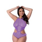 Magic Silk Sheer Passion Halter Teddy Very Peri Queen Size
