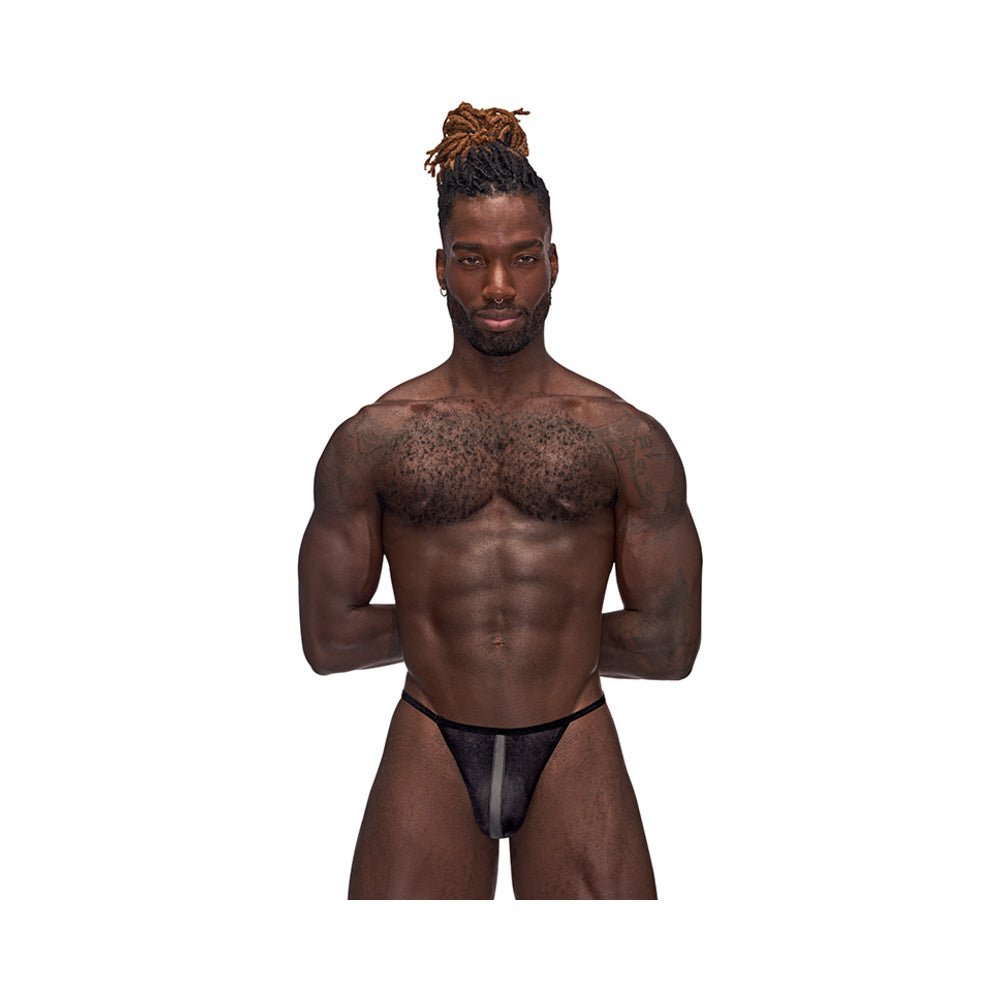 male-power-landing-strip-micro-thong-black-sm Male Power Landing Strip Micro Thong Black S/M - Image 1