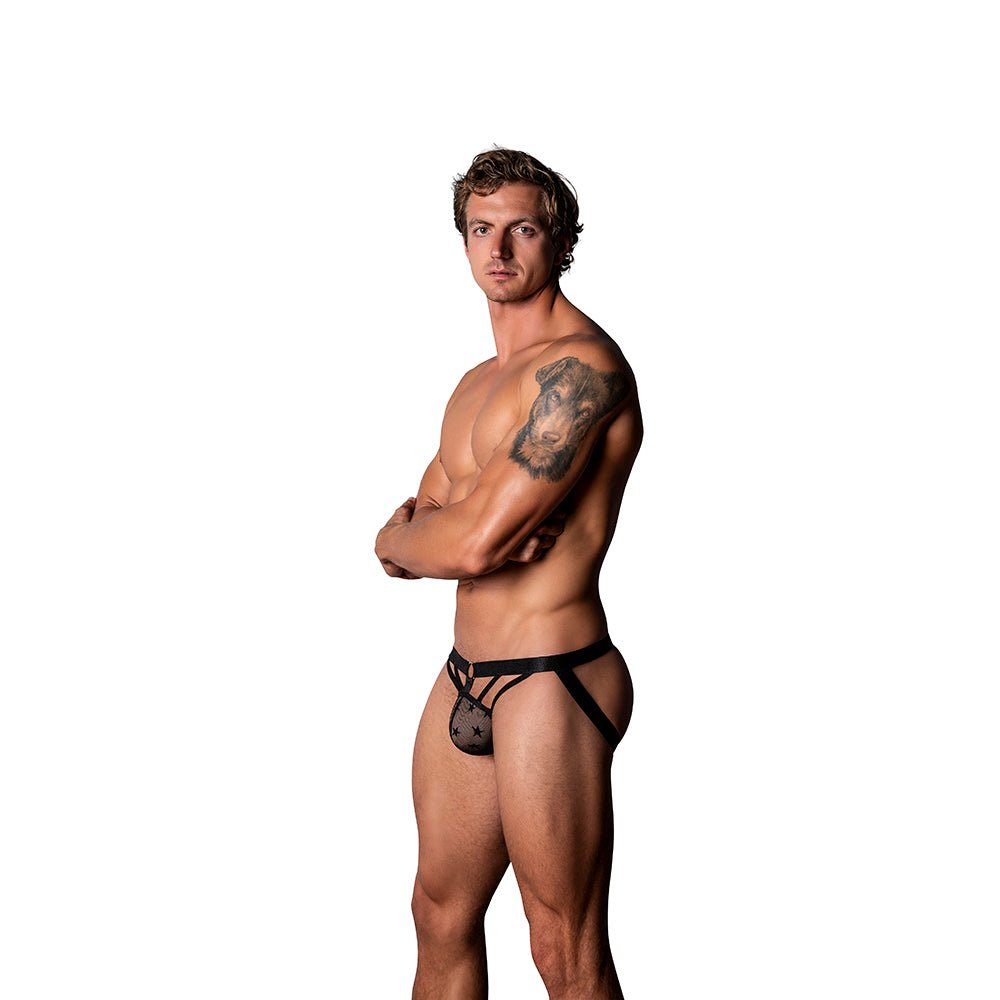 male-power-love-star-jock-with-ring-black-sm Male Power Love Star Jock with Ring Black S/M - Image 1