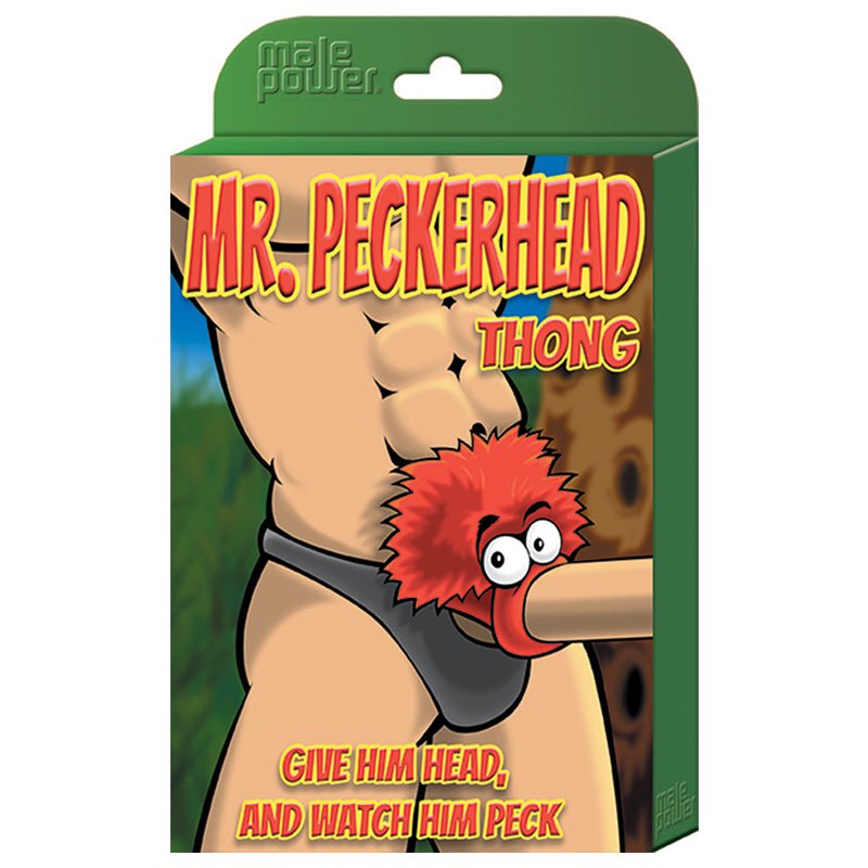 male-power-novelty-mr-peckerhead-thong-black-os Male Power Novelty Mr. PeckerHead Thong Black O/S - Image 1