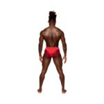 Male Power Sassy Lace Bikini Solid Pouch Red L - Image 2