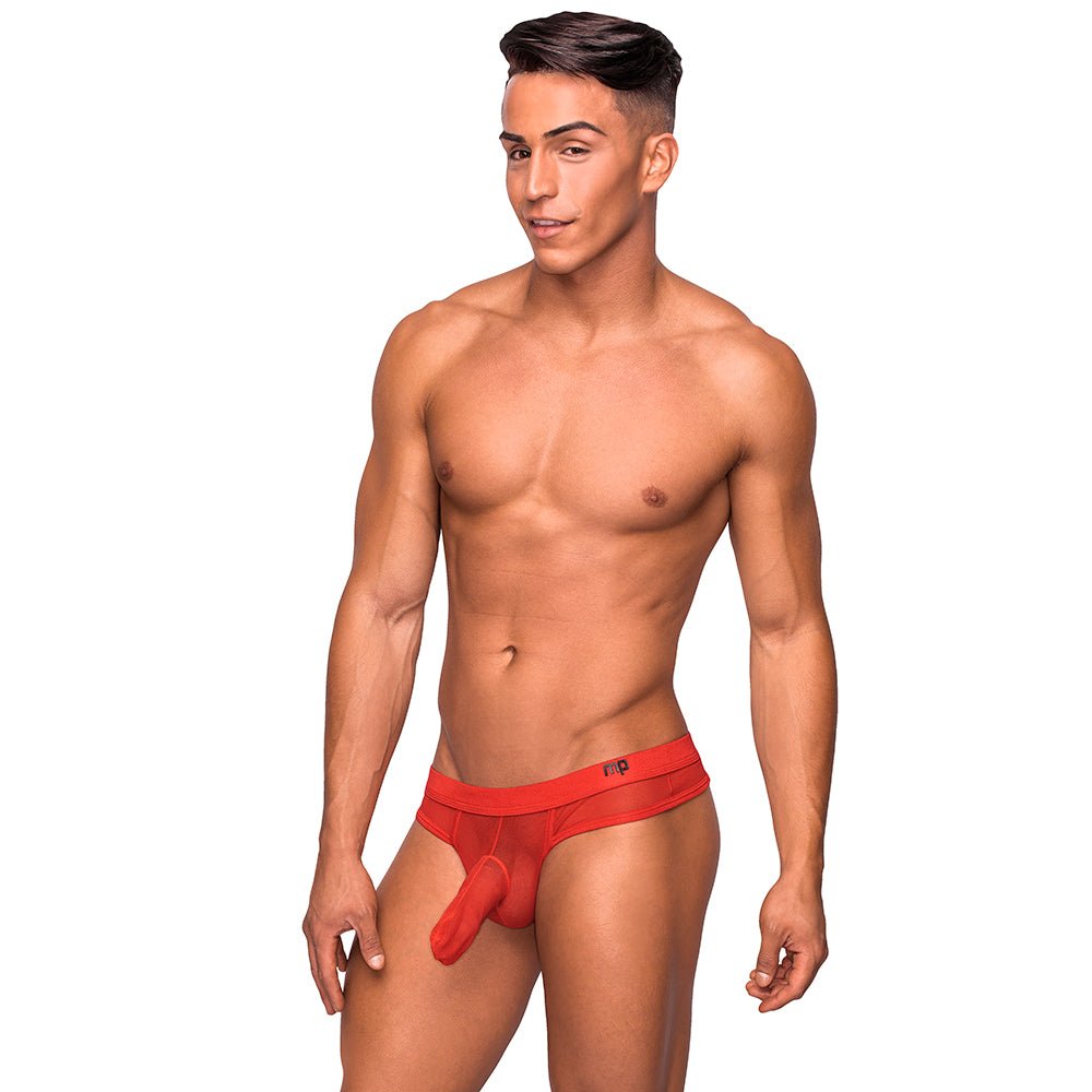 male-power-the-matchmaker-hose-thong-red-lxl Male Power The Matchmaker Hose Thong Red L/XL - Image 1