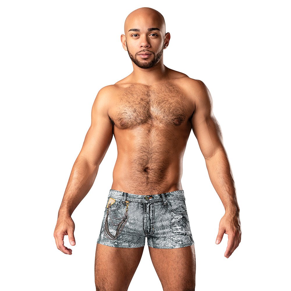 male-power-the-matchmaker-mini-short-denim-print-xl Male Power The Matchmaker Mini Short Denim Print XL - Image 1