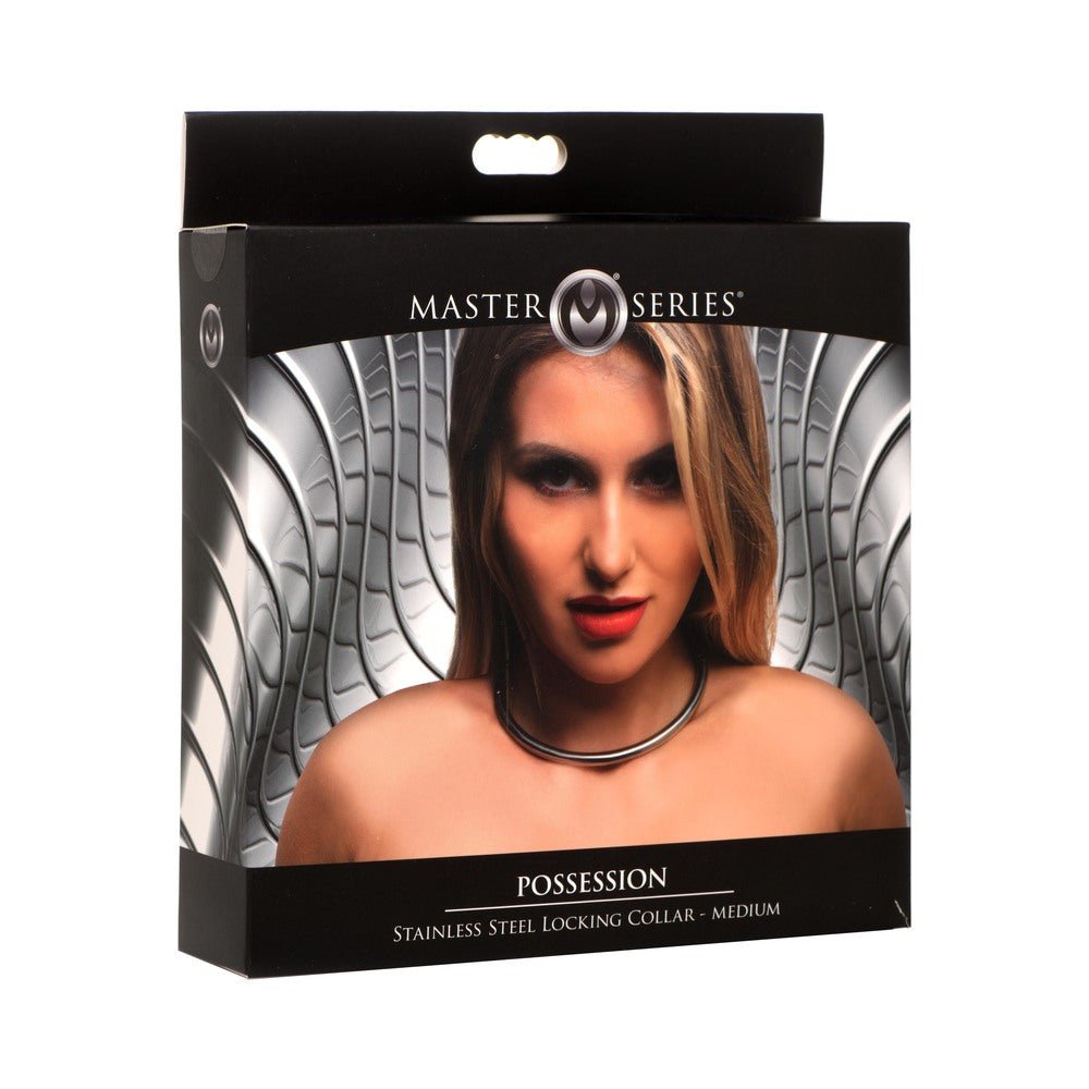 master-series-possession-stainless-steel-locking-collar-m Master Series Possession Stainless Steel Locking Collar M - Image 1