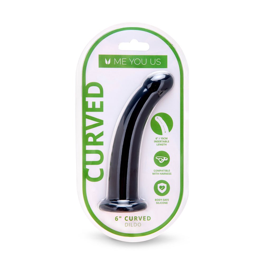 me-you-us-6-in-curved-silicone-dildo-black Me You Us 6 in. Curved Silicone Dildo Black - Image 1
