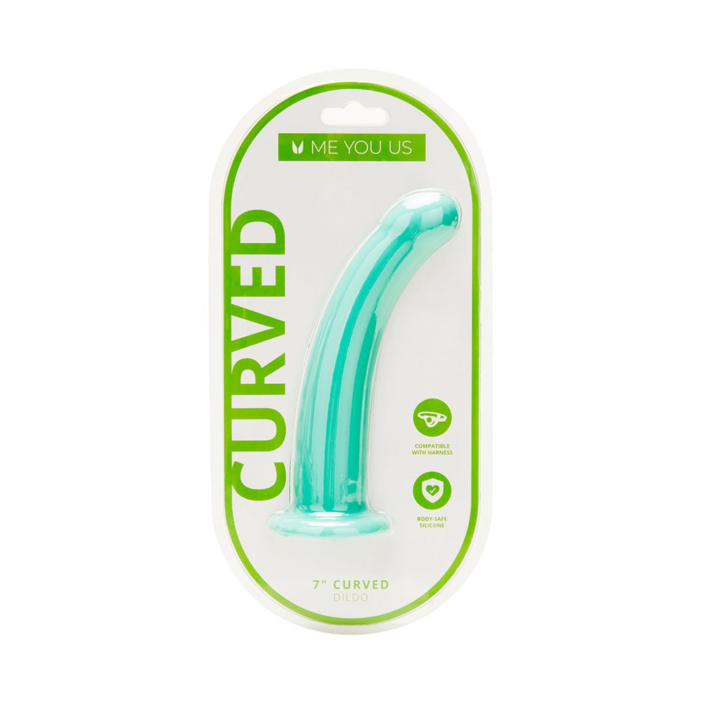 me-you-us-7-in-curved-silicone-dildo-aqua Me You Us 7 in. Curved Silicone Dildo Aqua - Image 1