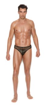 Men's Fishnet Thong Back Brief - Small/medium - Black - Image 2