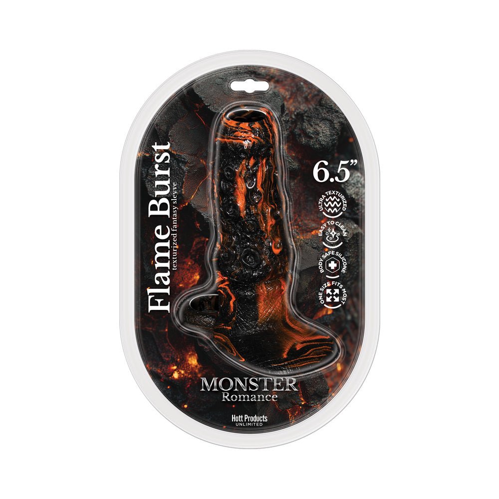 monster-romance-flame-burst-textured-penis-sleeve-with-scrotum-strap Monster Romance Flame Burst Textured Penis Sleeve with Scrotum Strap - Image 1