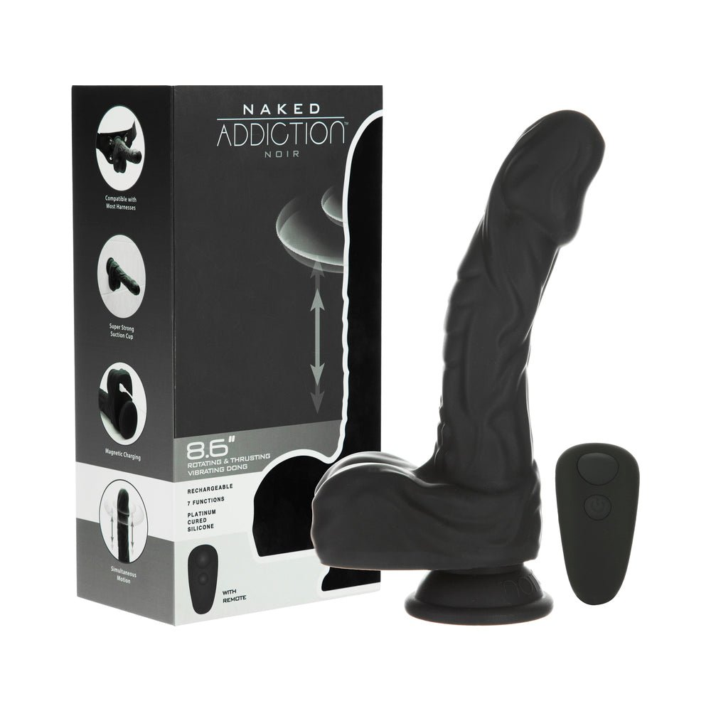 naked-addiction-noir-86-in-rotating-and-thrusting-vibrating-dildo-with-remote Naked Addiction Noir 8.6 in. Rotating and Thrusting Vibrating Dildo with Remote - Image 1